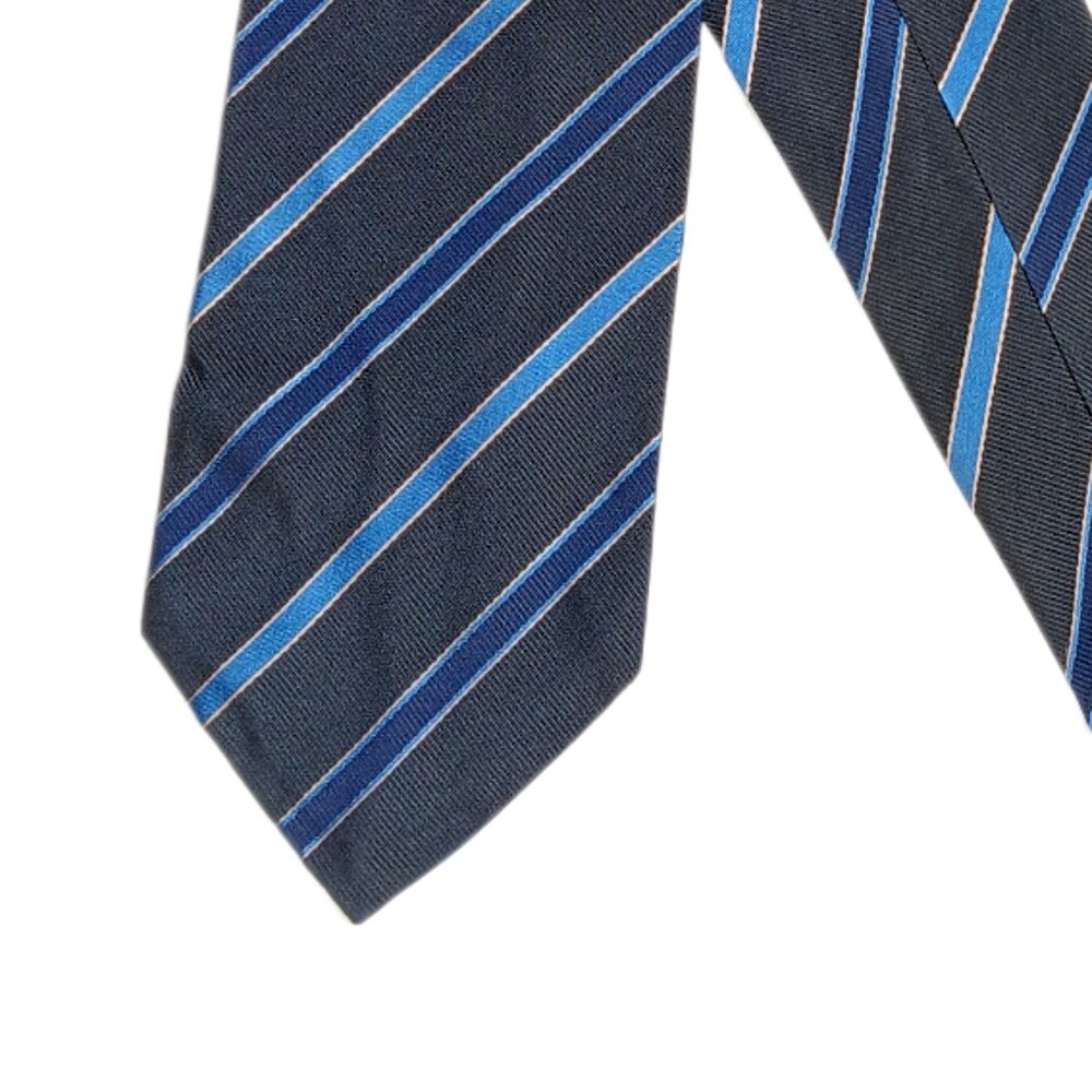 Allea Silk Repp Tie Men’s 60” Navy Blue Stripe Woven Preppy Designer Wide New